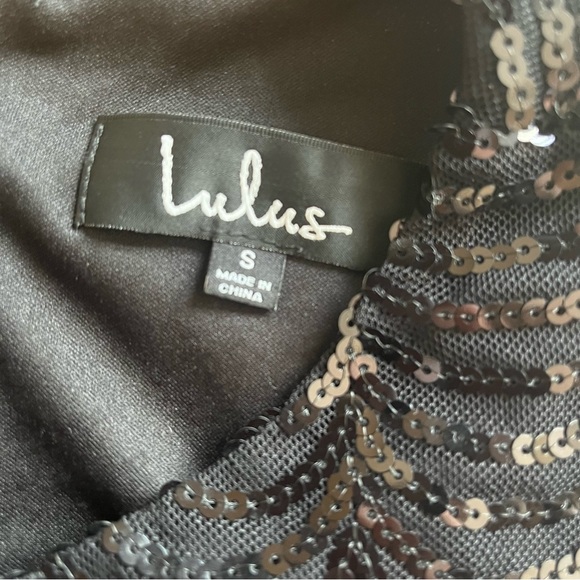 LuLu’s Black Stardust Scalloped Sequin Mini Dress - Picture 5 of 7